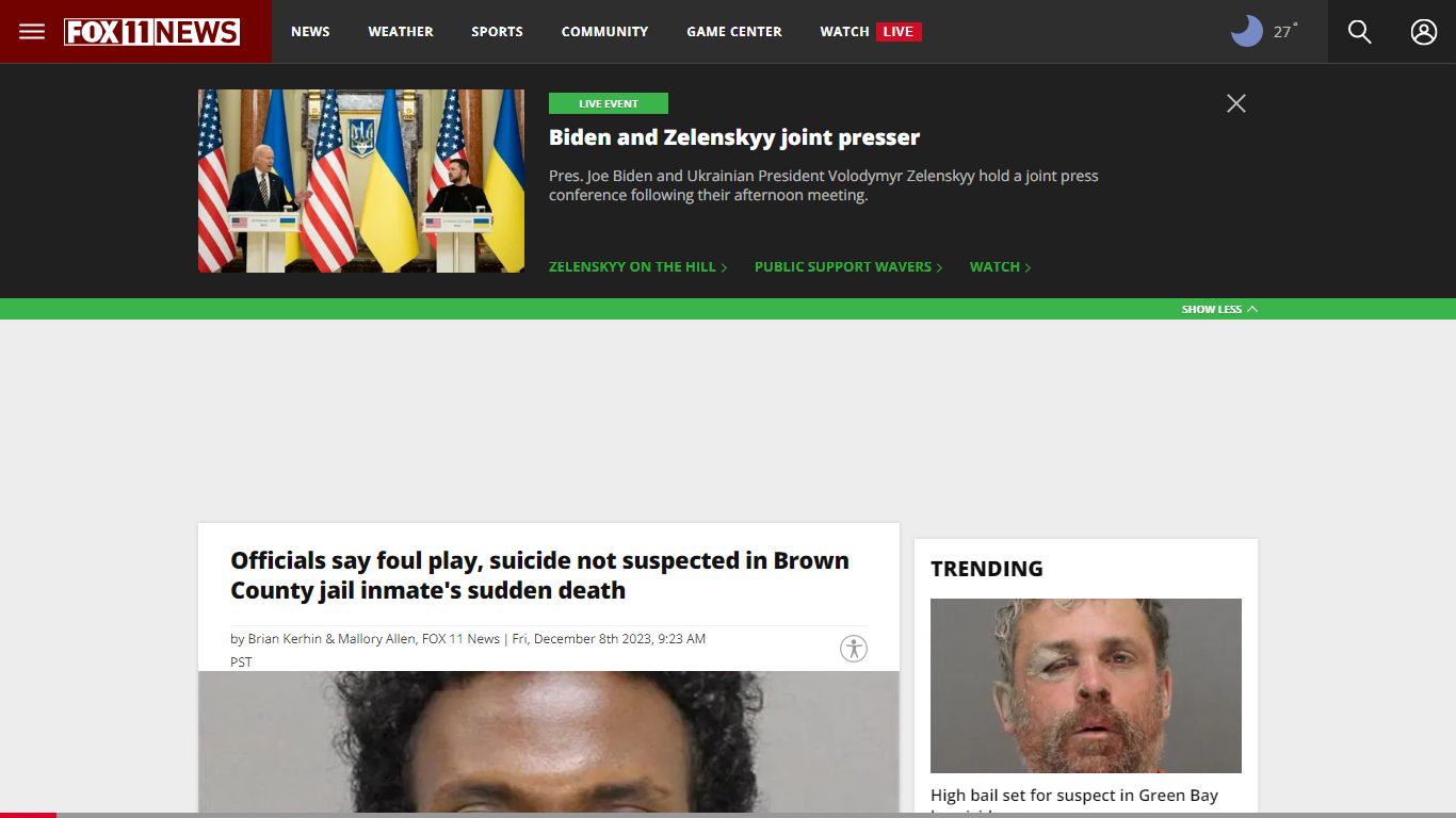 Probe begins on Brown County jail inmate's sudden death